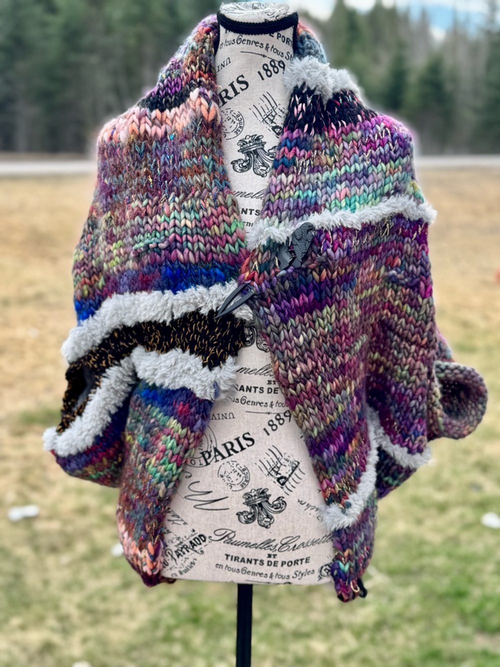 Malabrigo Rasta Multicolor Chunky Knit Shawl Sweater